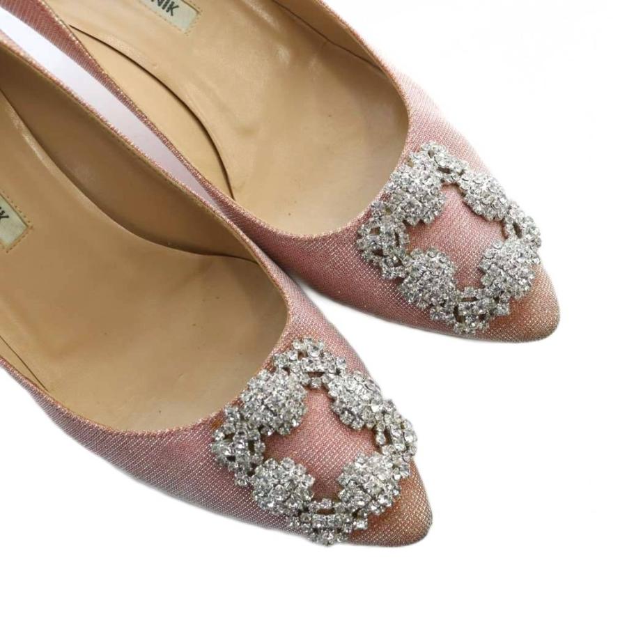 マノロブラニク MANOLO BLAHNIK パンプス ハンギシ ビジュー ラメ