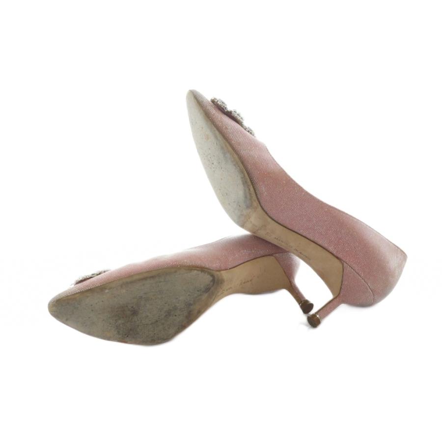 マノロブラニク MANOLO BLAHNIK パンプス ハンギシ ビジュー ラメ