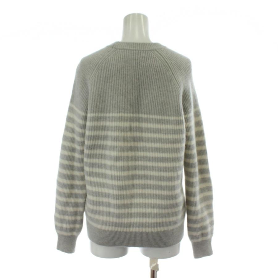 【中古】ドゥロワー Drawer カシミヤ混ボーダーニット ウール 2 グレー 白 ホワイト 長袖 6513-199-1081 /PP ■GY19 ドゥロワー Drawer カシミヤ混ボーダーニット ウール 2 グレー 白