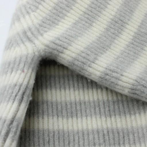 ドゥロワー Drawer カシミヤ混ボーダーニット ウール 2 グレー 白