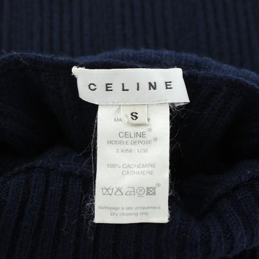 セリーヌ CELINE ニット セーター カシミヤ 五分袖 ハイネック S 紺 CELINE（セリーヌ） ニット セーター カシミヤ 五分袖 ハイネック S 紺