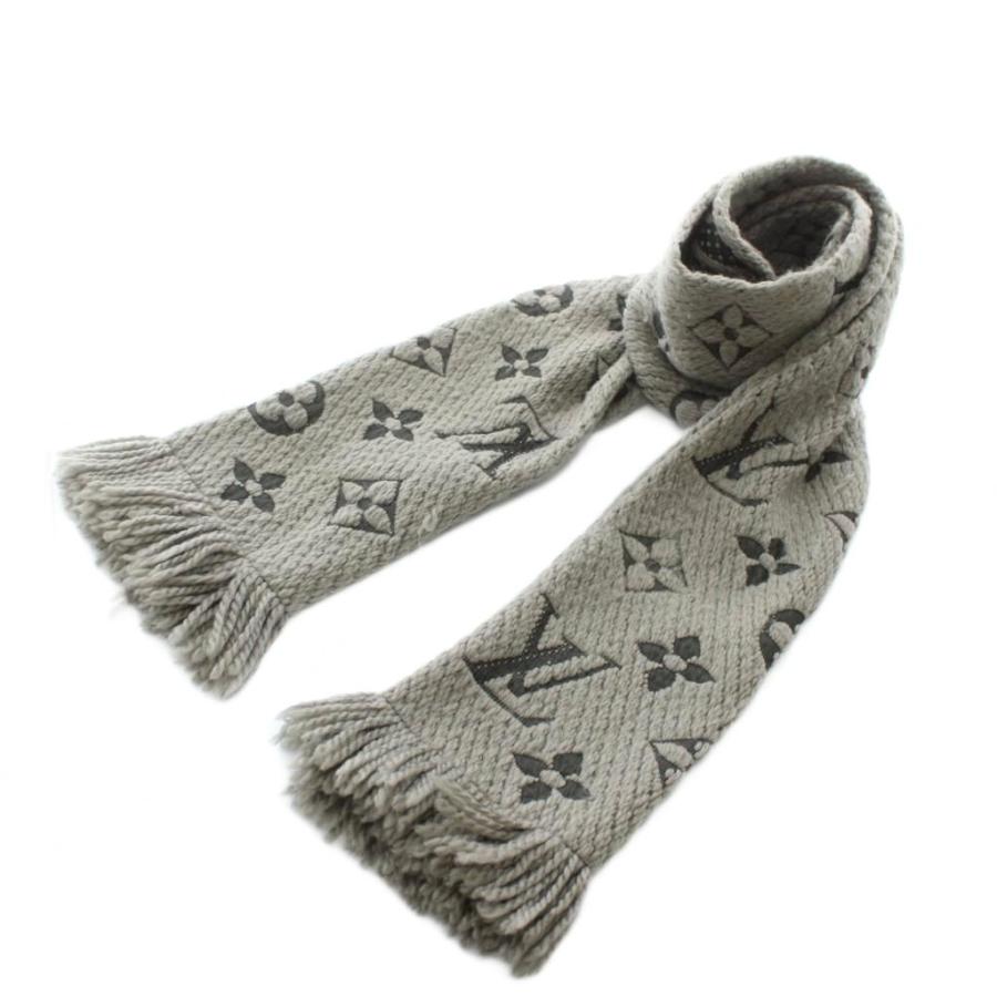 ルイヴィトン M74742　エシャルプ ロゴマニア マフラー グレー ウール LOUIS VUITTON（ルイ・ヴィトン） エシャルプ ロゴマニア マフラー