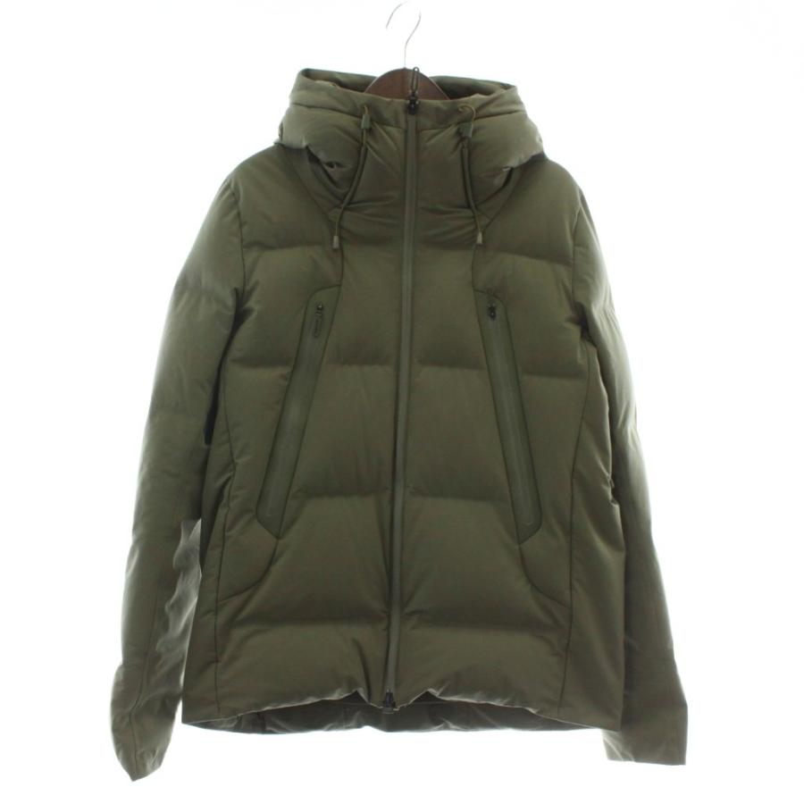 【中古】DESCENTE 水沢ダウンジャケット マウンテニア フード ハイネック ジップアップ ロゴ O カーキ DAMSGK30U DESCENTE MIZUSAWA DOWN JACKET MOUNTAINEER 水沢ダウンジャケット