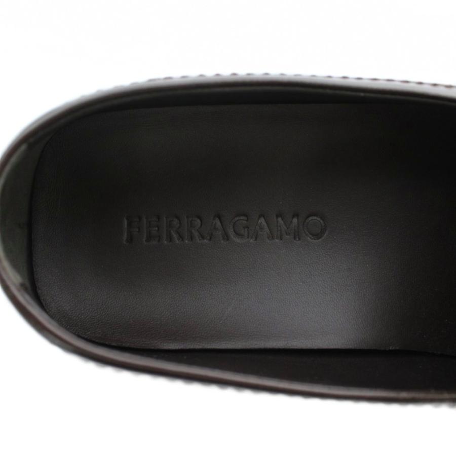 【中古】未使用品 Salvatore Ferragamo 24SS DEBROS ローファー モカシン レザー ガンチーニ 7.5 25.5cm-26cm 茶色 FERRAGAMO（フェラガモ） 未使用品 Salvatore Ferragamo 24SS DEBROS