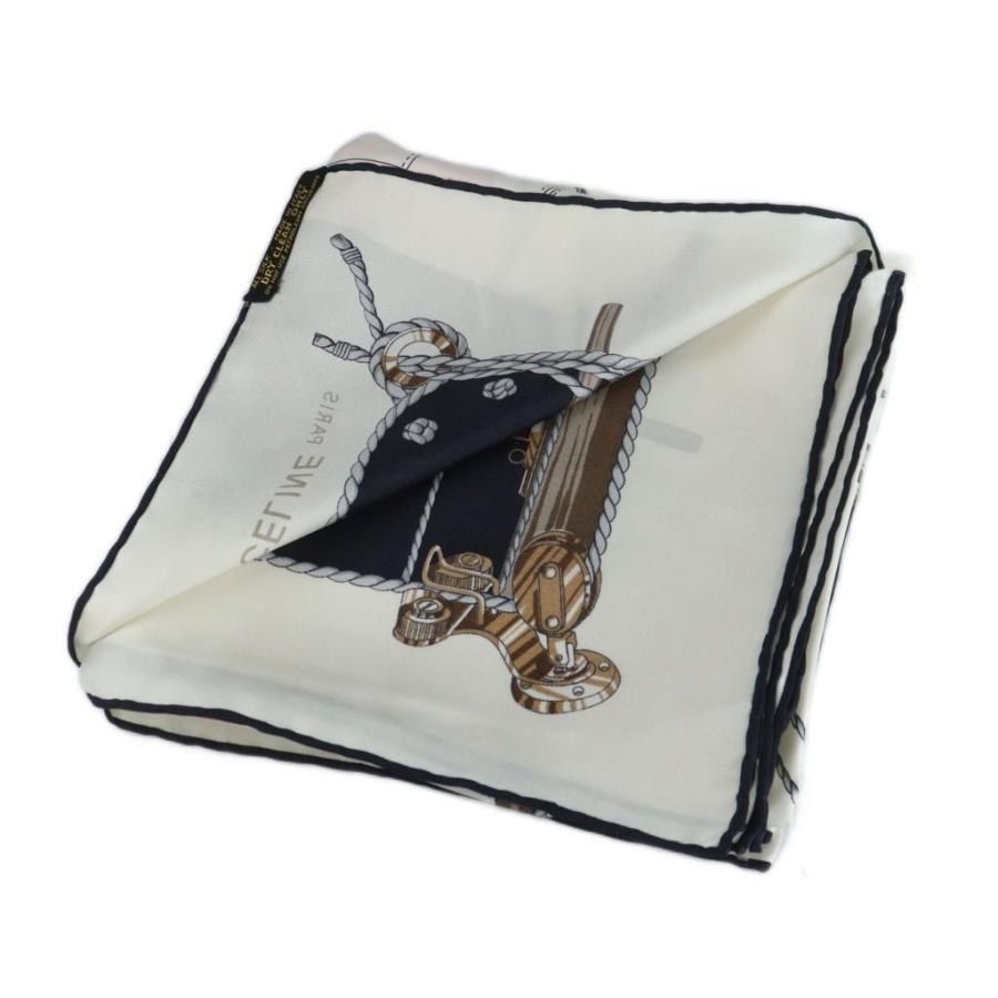 CELINE（セリーヌ） 大判スカーフ ストール 絹 シルク ロゴ 総柄 白