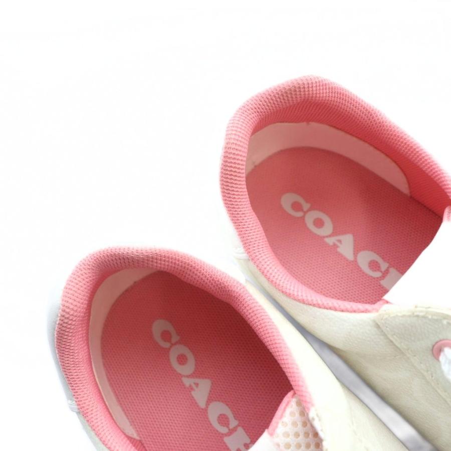 【中古】コーチ COACH C3123 スニーカー ローカット シューズ 靴 シグネチャー 24cm 白 ホワイト ピンク ■GY19 /MQ COACH（コーチ） COACH C3123 スニーカー ローカット シューズ 靴