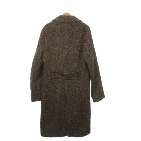ヒューゴボス ツイードダブルブレストチェスターコート 52 XL ブラウン