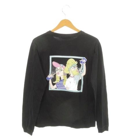 レフトアローン LEFT ALONE 長袖Tシャツ S 黒 ブラック イラスト 