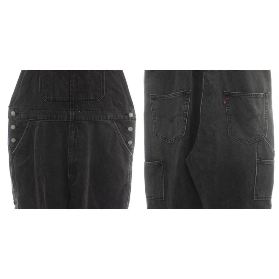 Levi's（リーバイス） デニムオーバーオール L 黒 ブラック USED加工