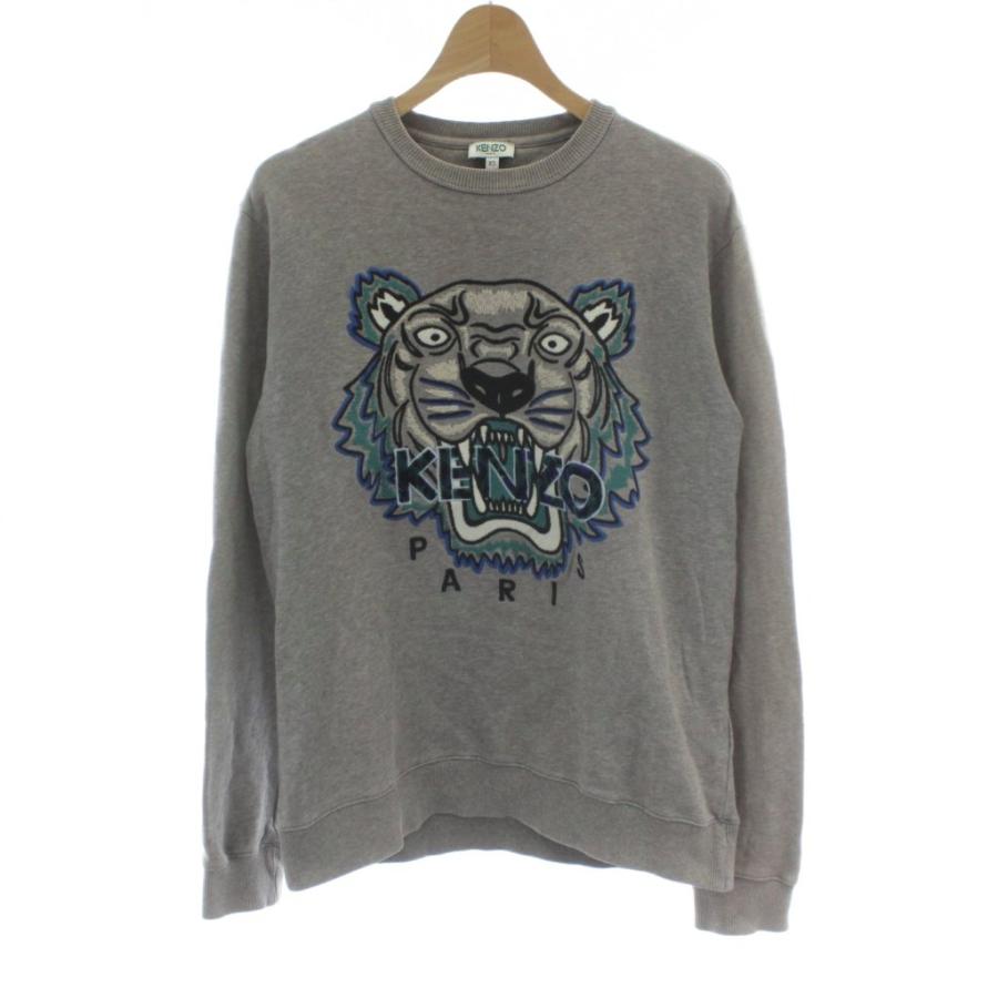 KENZO トラ刺繍 グレー スウェット美品 ケンゾー KENZO スウェット XS グレー タイガーヘッド 刺繍 トップス