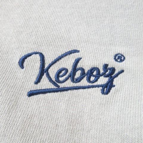 ケボズ keboz ラガーシャツ L 紺 ネイビー グレー ボーダー柄 ロゴ刺繍