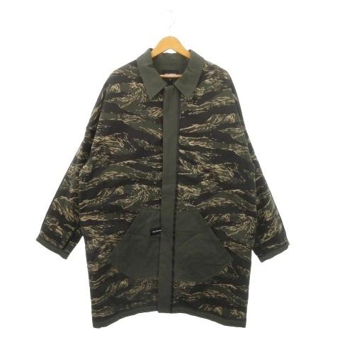 エルビラ ELVIRA コート M ブラウン 緑 グリーン カーキ カモフラ柄 