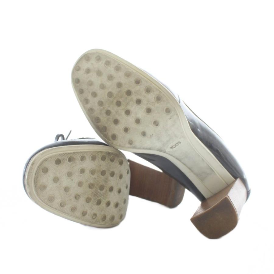 トッズ TOD'S パンプス エナメル ラウンドトゥ チャンキーヒール