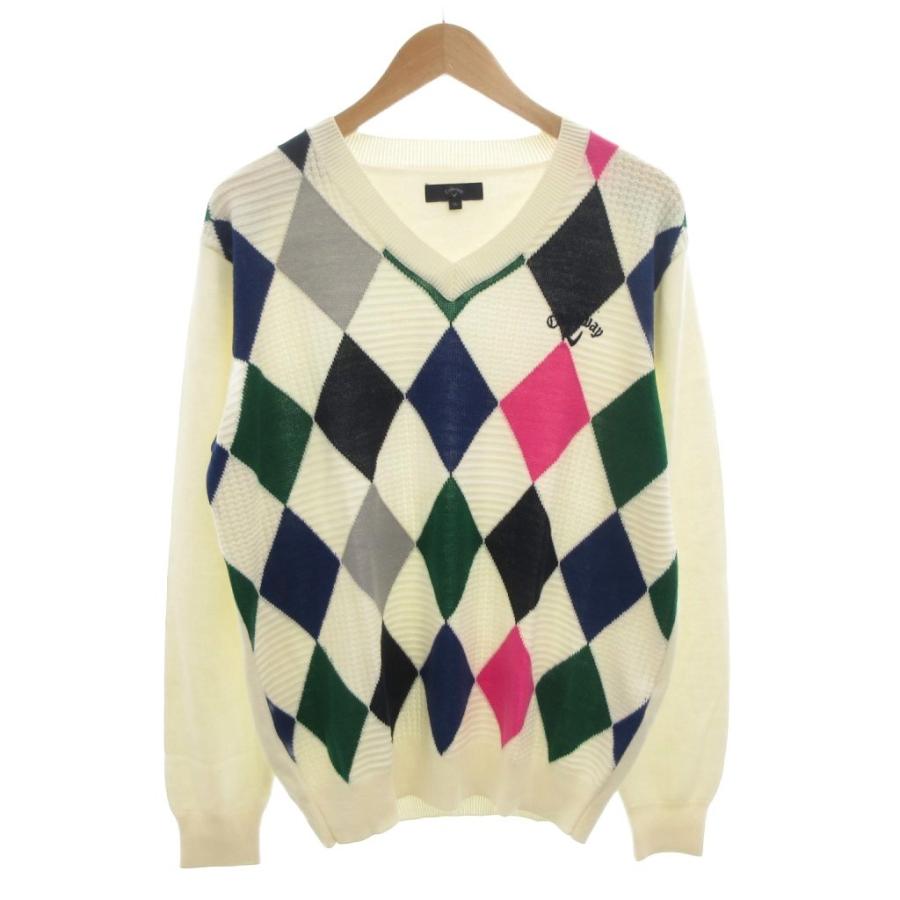 キャロウェイ CALLAWAY ニット セーター アーガイル 長袖 Vネック ロゴ