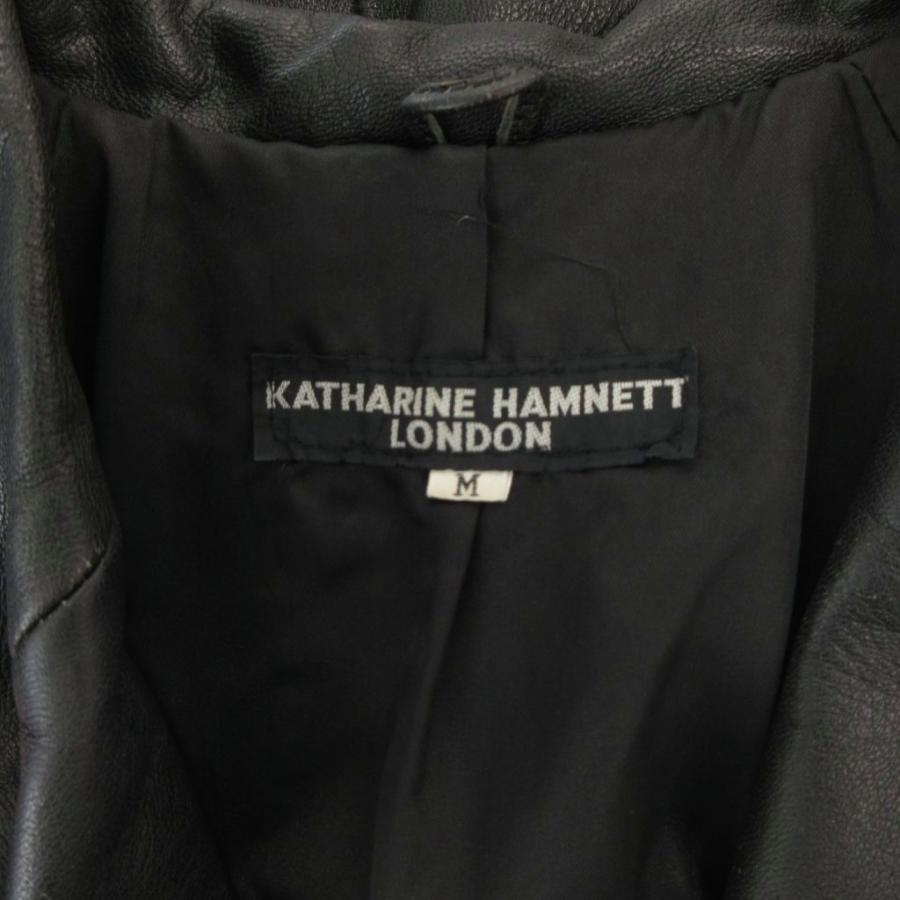KATHARINE HAMNETT LONDON ブラックレザーコート キャサリンハムネットロンドン KATHARINE HAMNETT LONDON レザー