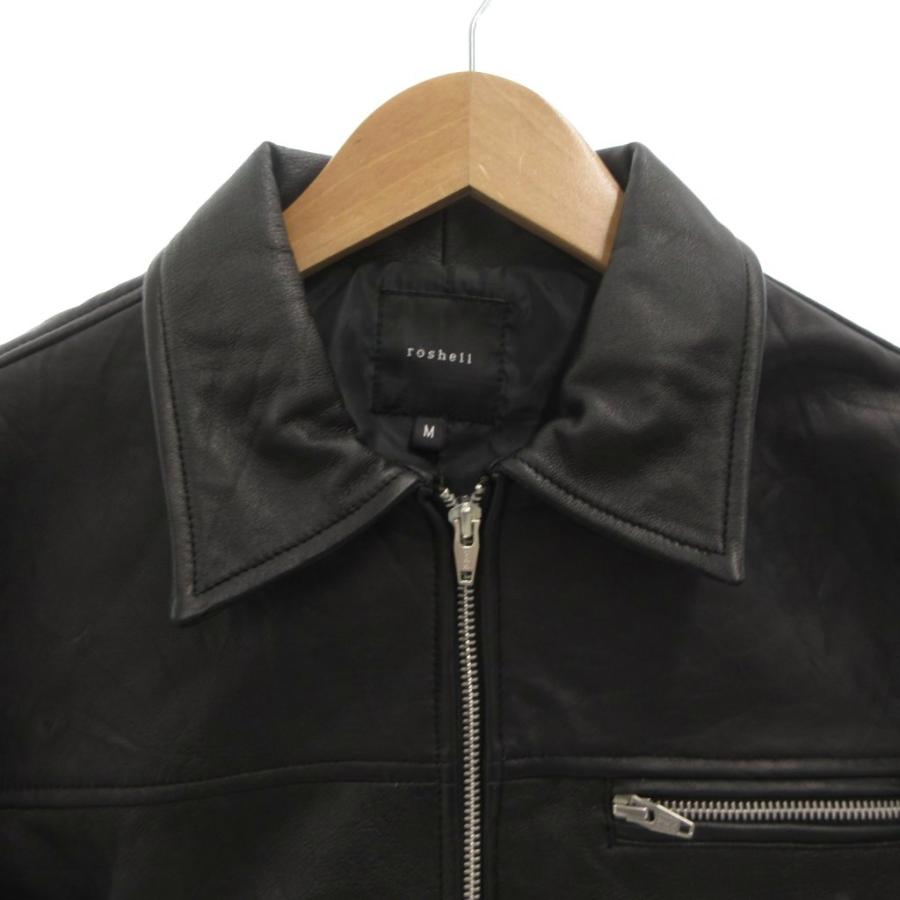 roshell】ブラックレザー MA-1ジャケット新品 サイズM roshell