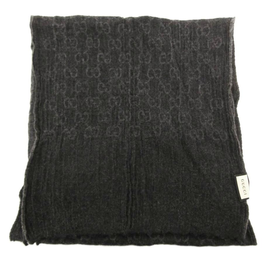 GUCCI（グッチ） マフラー ストール GG柄 ロゴ 黒 ブラック /JS ☆AA