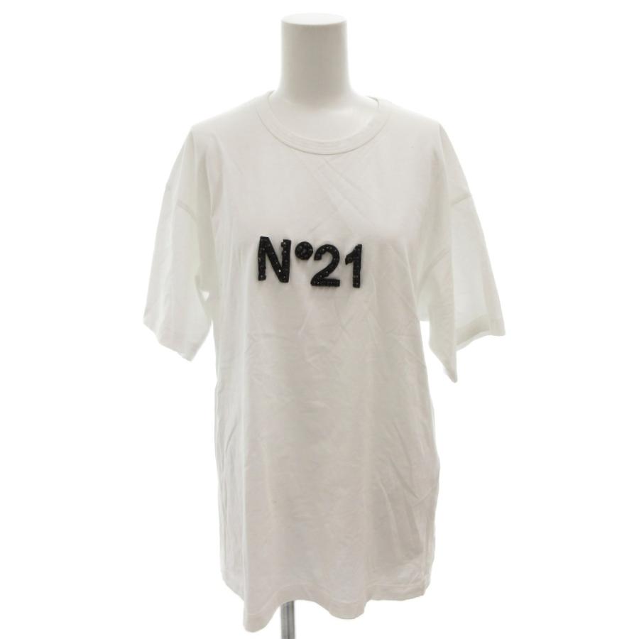 ヌメロヴェントゥーノ N°21 Tシャツ カットソー ビジューロゴ 36 白 ヌメロヴェントゥーノ N°21 Tシャツ カットソー ビジューロゴ 半袖 36