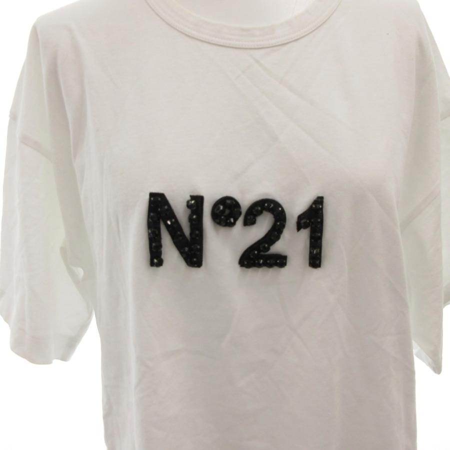 ヌメロヴェントゥーノ N°21 Tシャツ カットソー ビジューロゴ 36 白 ヌメロヴェントゥーノ N°21 Tシャツ カットソー ビジューロゴ 半袖 36