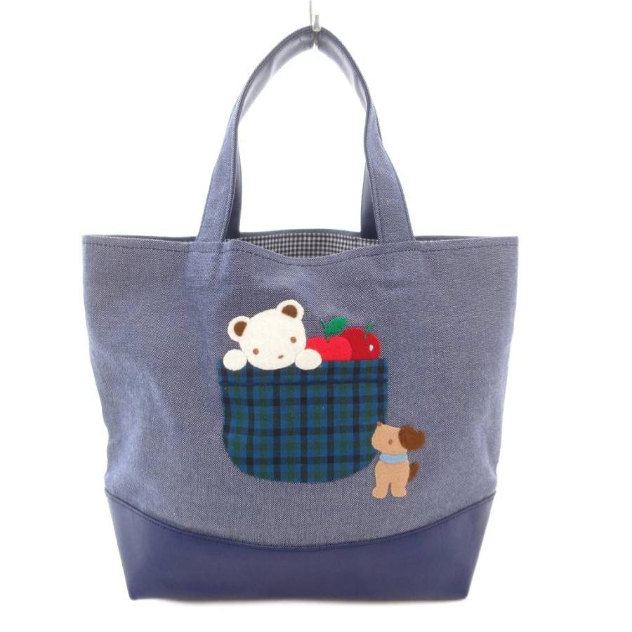 未使用品 ファミリア Familiar 美品 デニム ミニ トートバッグ