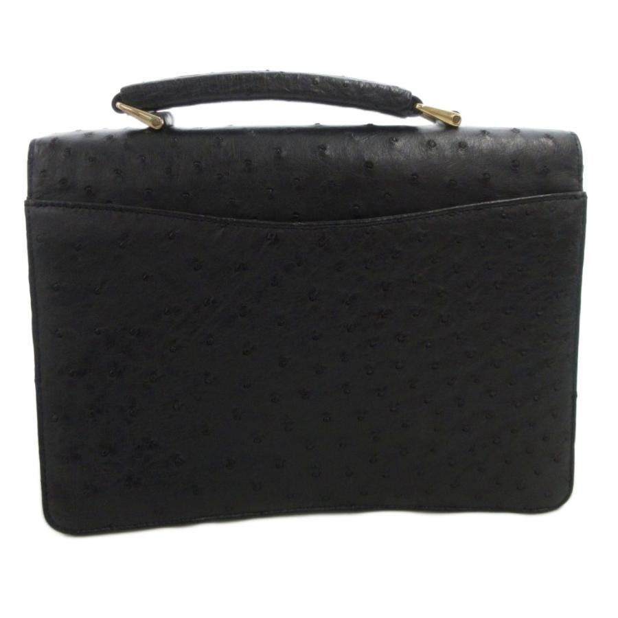 ノーブランド ハンドバッグ オーストリッチレザー 黒 ブラック