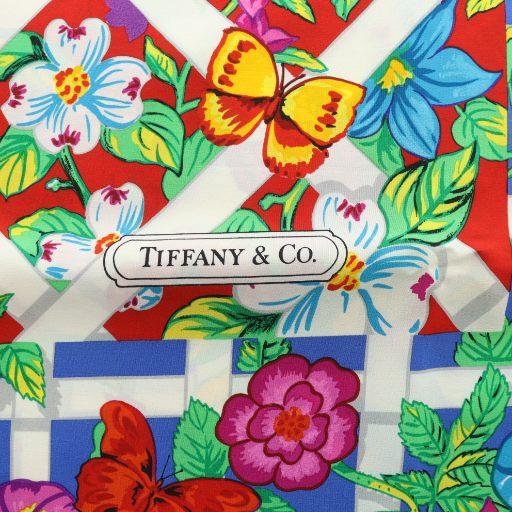 ティファニー TIFFANY & CO. 大判スカーフ ストール ロゴ 絹 シルク 花