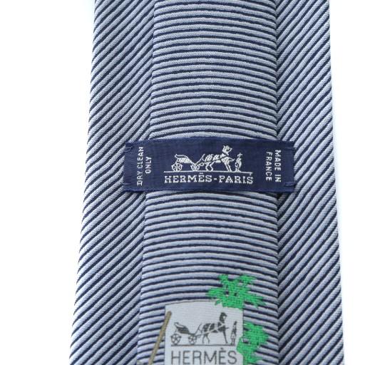 HERMES（エルメス） ネクタイ 絹 シルク ストライプ柄 レギュラータイ