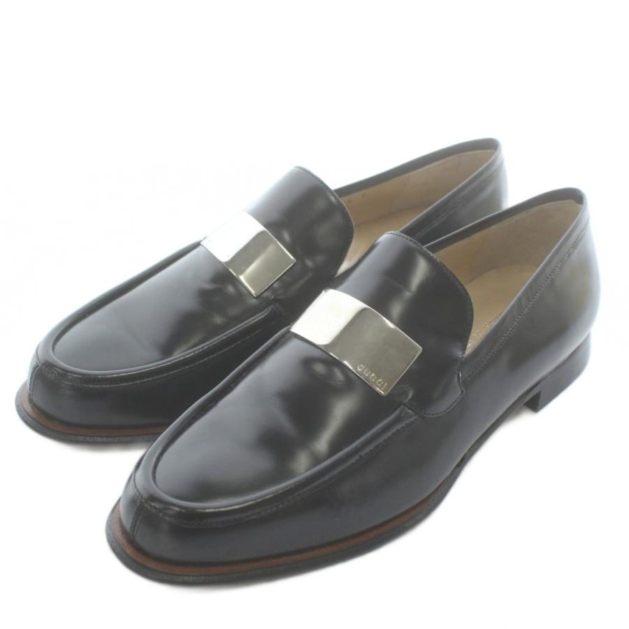 GUCCI（グッチ） ローファー モカシン レザー ロゴ メタルプレート 36