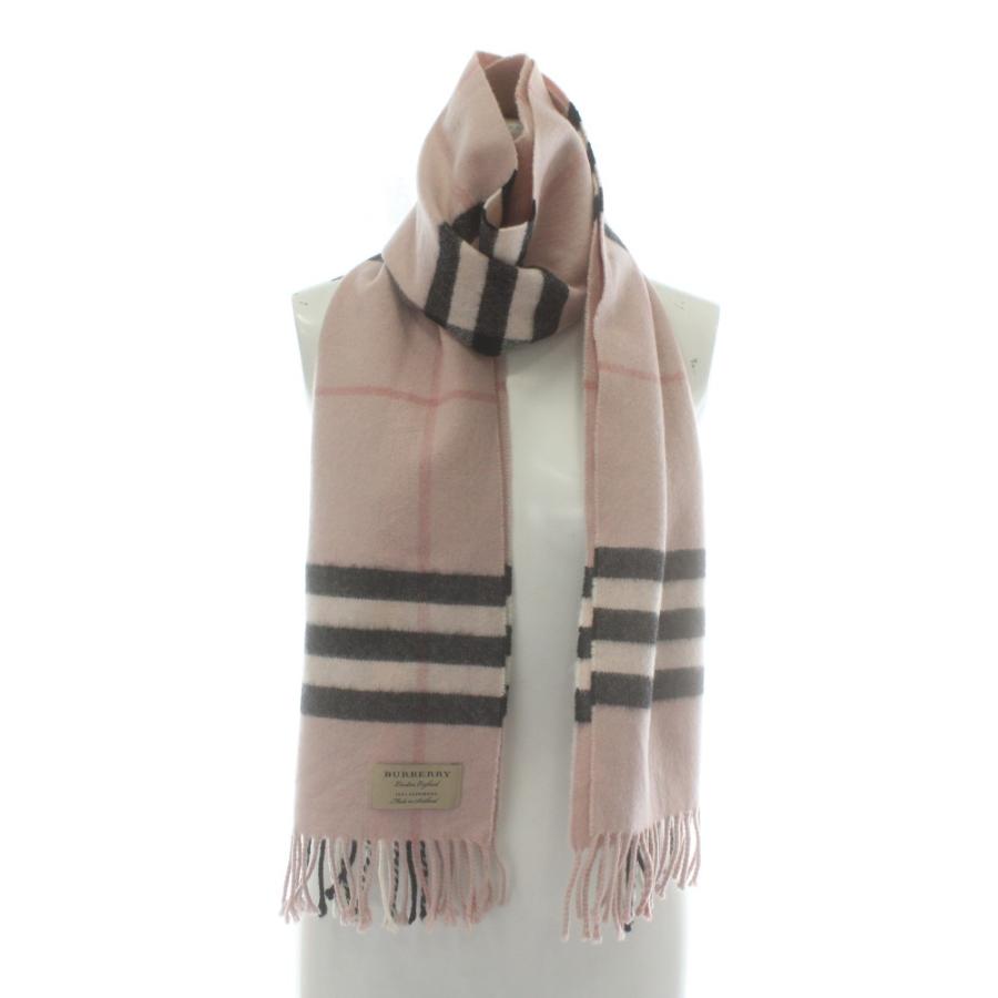 【美品】Burberry カシミヤ100% マフラー フリンジ付き BURBERRY（バーバリー） マフラー ストール カシミヤ チェック柄