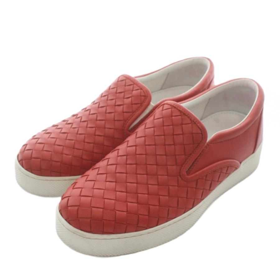 BOTTEGA VENETA スリッポン 23㎝ 赤 BOTTEGA VENETA（ボッテガ・ヴェネタ） スリッポン スニーカー レザー