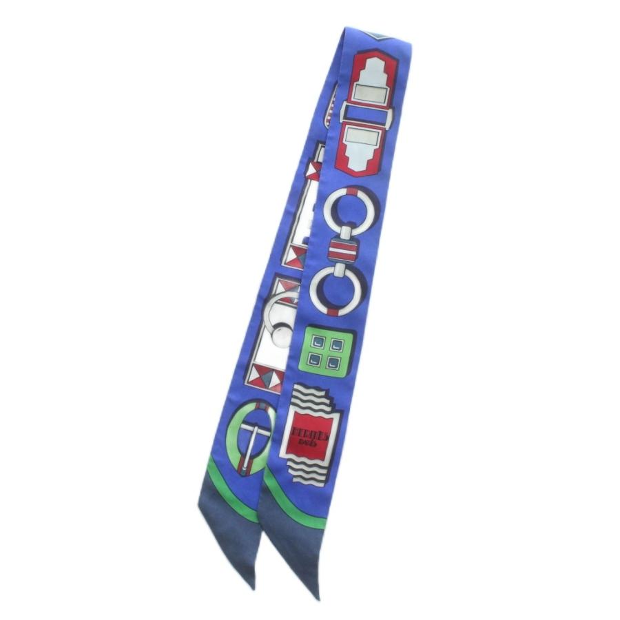 R*読様 ✨エルメス✨シルク100% スカーフ青 リボンデザイン HERMES（エルメス） HERMES Carre en Boucles スカーフ リボンスカーフ