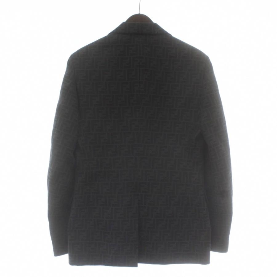 フェンディ FENDI テーラードジャケット シングル 2B 総裏地 ズッカ柄 センターベント 44 グレー FJ0498 A4QQ /XZ ■GY19 メンズの画像