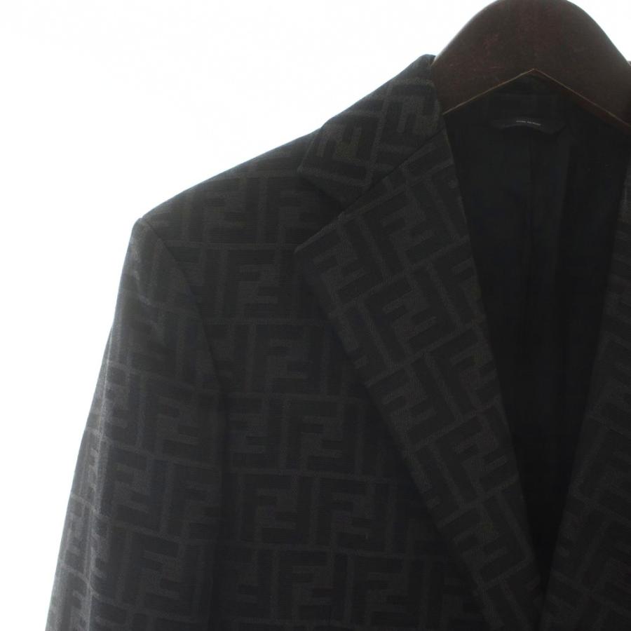 フェンディ FENDI テーラードジャケット シングル 2B 総裏地 ズッカ柄 センターベント 44 グレー FJ0498 A4QQ /XZ ■GY19 メンズの画像