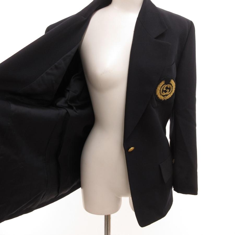 美品✨GUCCI グッチ テーラードジャケット 44R ブラック ストライプ GUCCI】グッチ『ロゴストライプ テーラードジャケット size42』544850