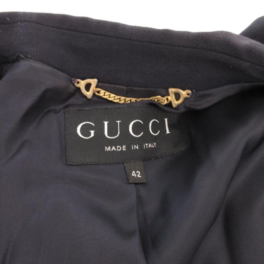 GUCCI トムフォード期 テーラードジャケット シルク100 48R ネイビー 未使用品◎GUCCI【至極の逸品】グッチ トムフォード期 スーツ シルク