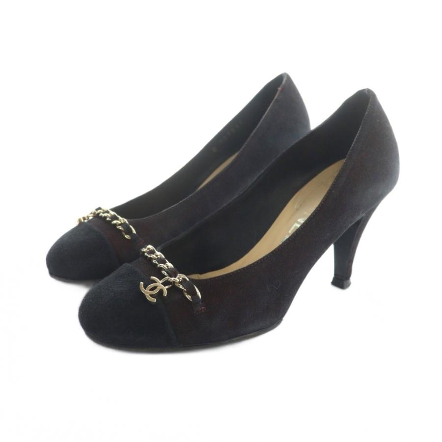 CHANEL（シャネル） パンプス スエード ココマーク チェーン ロゴ 34.5