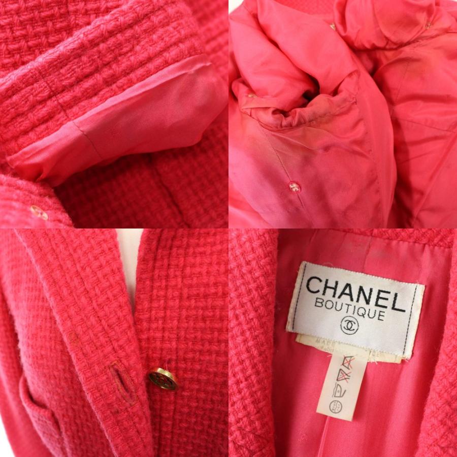 シャネル CHANEL ヴィンテージ セットアップ ツイードジャケット テーラード タイトスカート ひざ丈 ウール 裏地シルク ココマーク_8