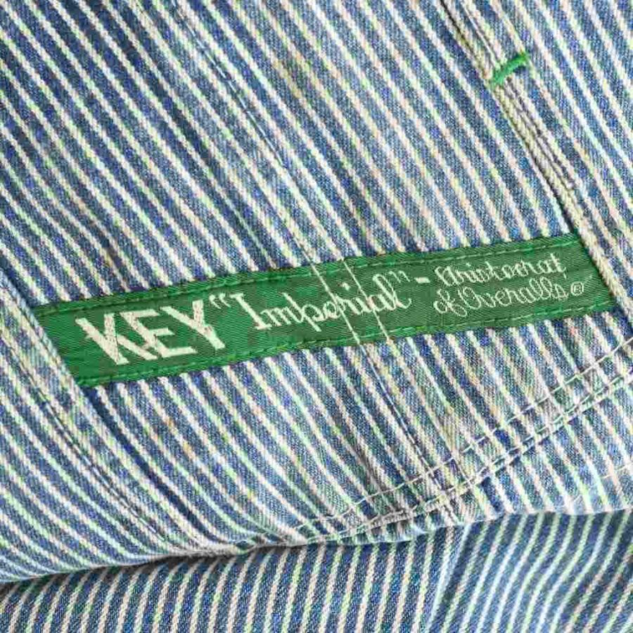 キー KEY Imperial 90's デニムオーバーオール ヒッコリー W40L30