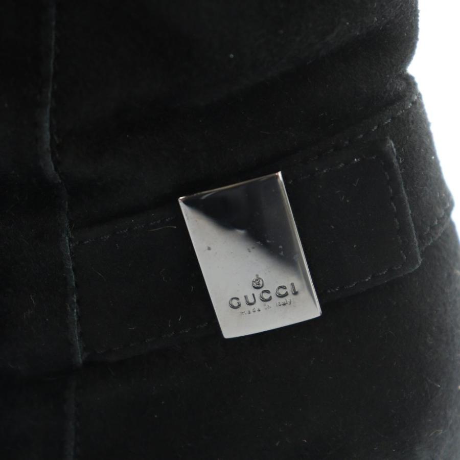 GUCCI（グッチ） ロングブーツ スエード スクエアトゥ ロゴ 37.5 24.5 