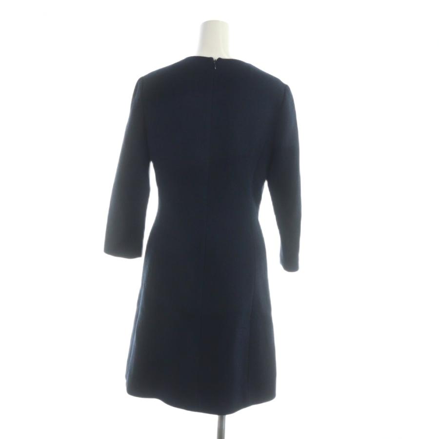 クリスチャンディオール Christian Dior 6E21683A1110 ロングワンピース 長袖 クルーネック 絹 シルク 34 紺 ネイビー ■GY19 /MQの画像