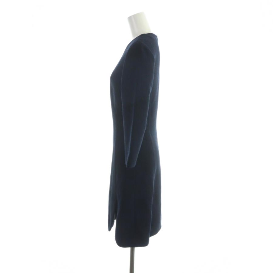 クリスチャンディオール Christian Dior 6E21683A1110 ロングワンピース 長袖 クルーネック 絹 シルク 34 紺 ネイビー ■GY19 /MQの画像