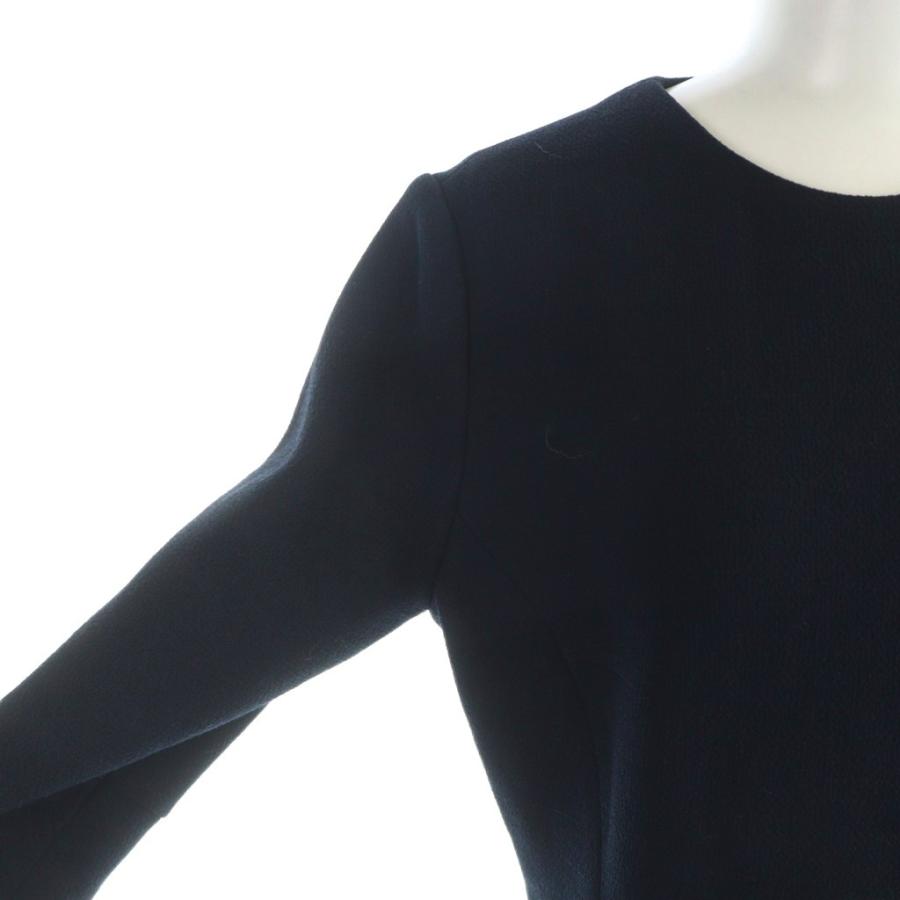 クリスチャンディオール Christian Dior 6E21683A1110 ロングワンピース 長袖 クルーネック 絹 シルク 34 紺 ネイビー ■GY19 /MQの画像