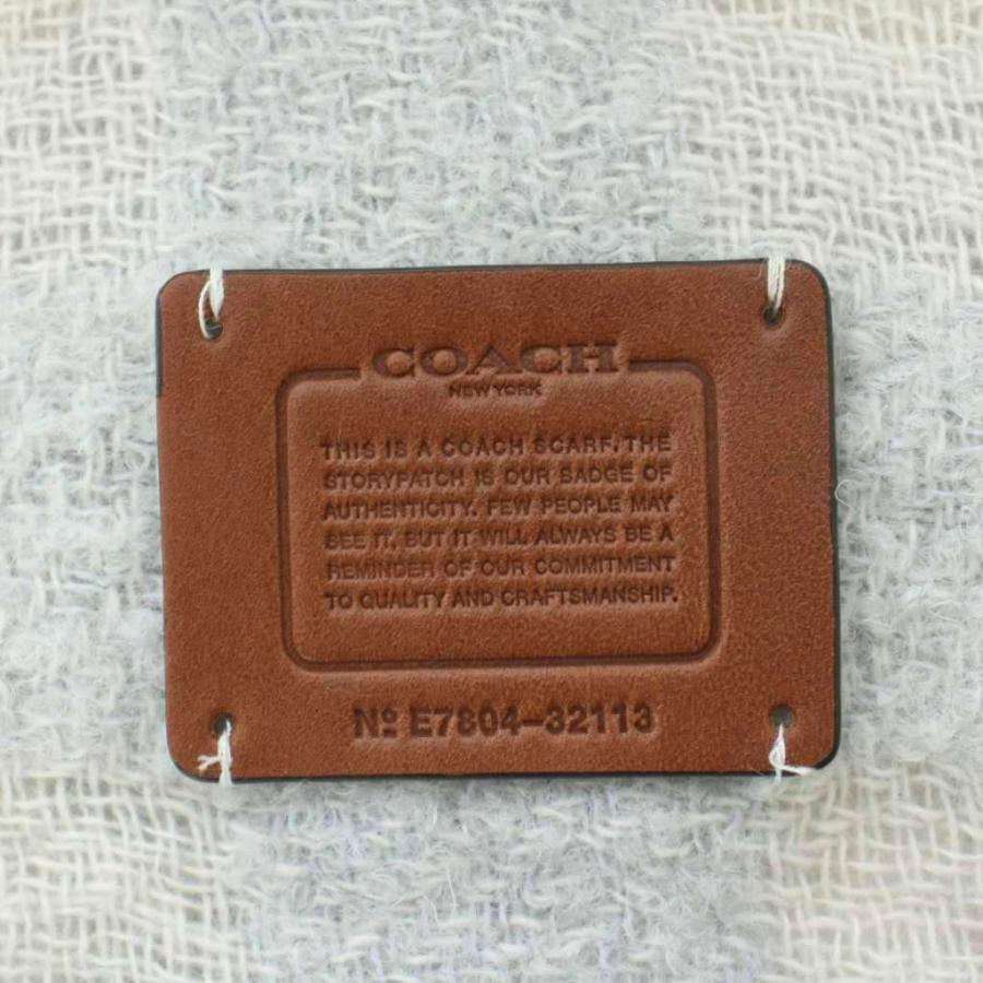 コーチ マフラー ウール 水色 白 ホワイト チェック柄 フリンジ 32113 COACH（コーチ） マフラー ウール 水色 白 ホワイト チェック柄