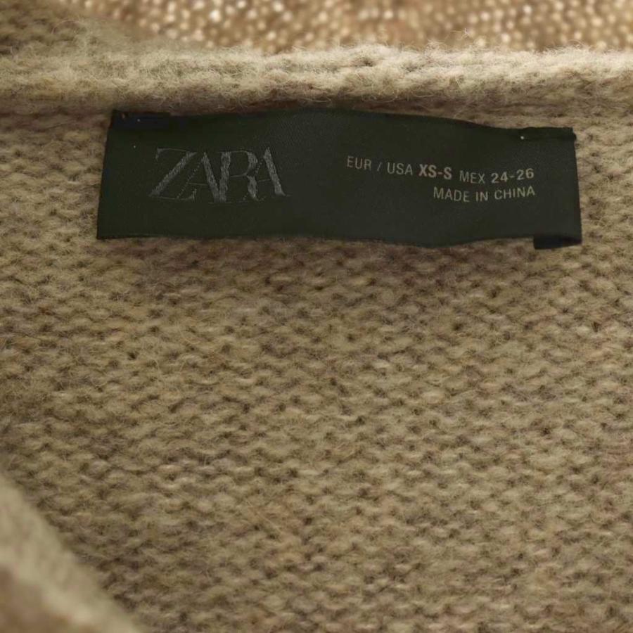 ZARA（ザラ） フーディー ニットパーカー ジップアップ XS-S ベージュ