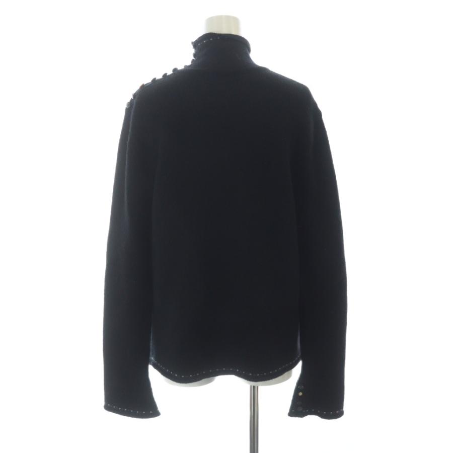 シャネル CHANEL 02A ニット セーター 長袖 ウール モヘヤ混 カシミヤ混 アンゴラ混 アーガイル柄 42 黒 ブラック /MWの画像