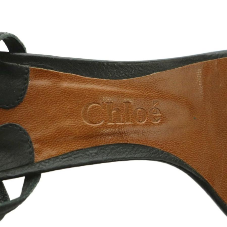 Chloe（クロエ） サンダル レザー ストラップ 35 22.0cm 黒 CH6077 /MI