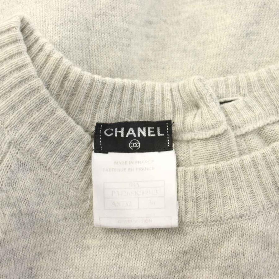 シャネル CHANEL 08A  AS732 ニット ワンピース ひざ丈 長袖 カシミヤ混 ココマーク 36 グレー /YM ■GY69 レディースの画像