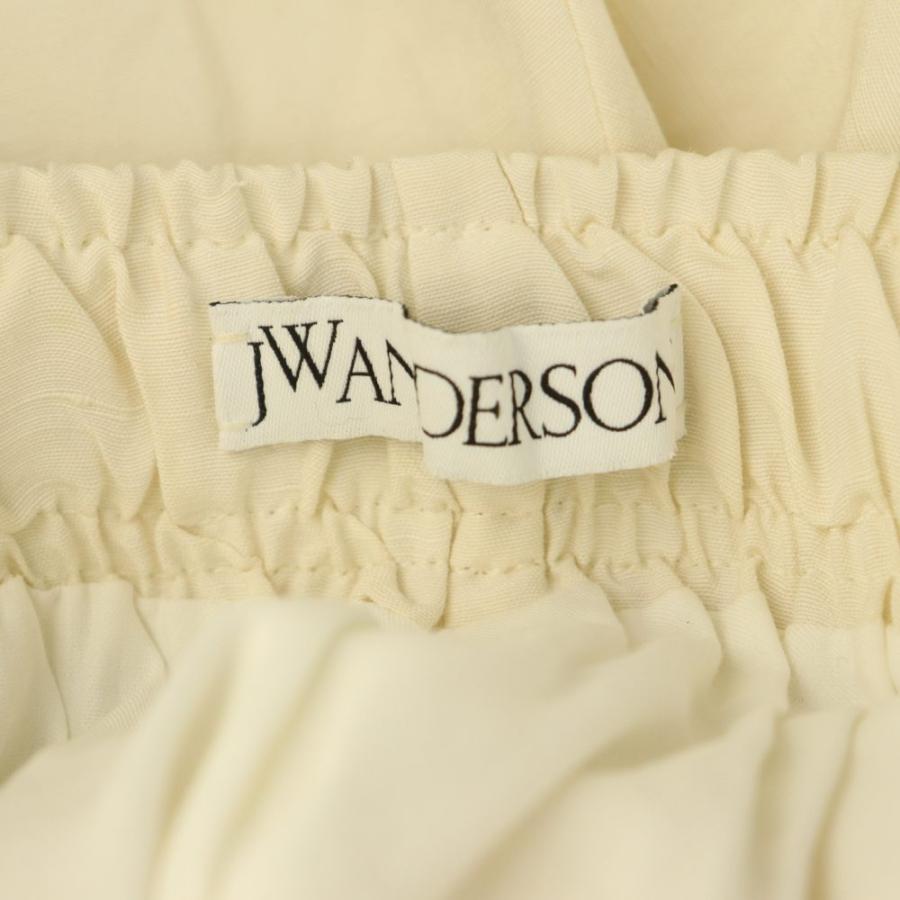 ジェイダブリューアンダーソン JWアンダーソン J.W.ANDERSON キュロット ショートパンツ リネンシルク 革タグ ロゴ UK6 オフホワイト_2