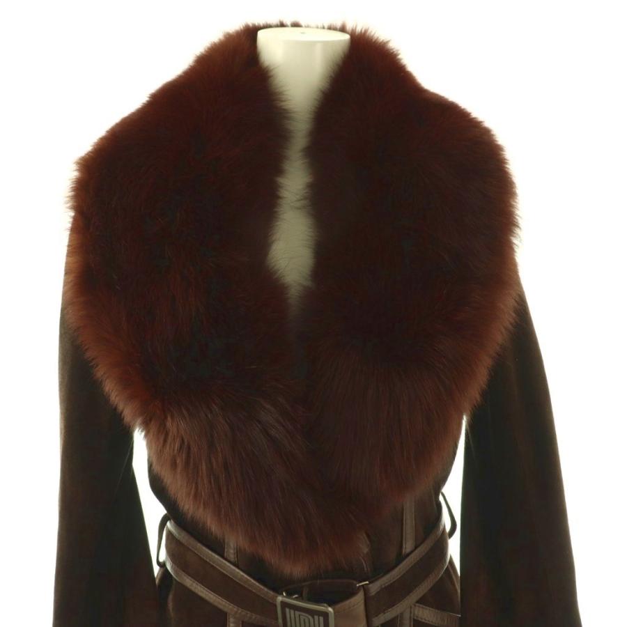 【希少】MaxMara ガウンコート ロング ファー レザー 牛革 スエード Max Mara（マックスマーラ） MAX MARA suncy スエード レザー コート