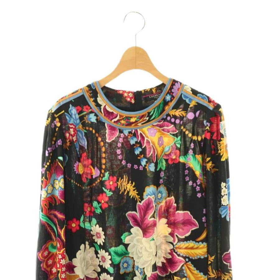 LEONARD（レオナール） ワンピース 長袖 ロング 花柄 シルク混 LL